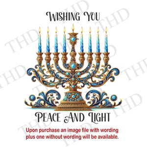 Menora Frieden und Licht, Chanukka, jüdischer Feiertag, PNG, Clipart für Sublimation / Transferpresse