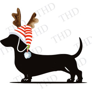 Funny Christmas Dachshund Clipart: Holiday Design (JPG/PNG)