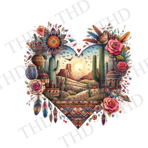 Sud-Ouest Valentine Heart PNG, Clipart pour sublimation/Heat Press