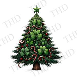 Irischer Weihnachtsbaum / herunterladbares Bild / Frohe Feiertage PNG, Clipart für Sublimation / Heat Press