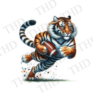 Football Tiger, Downloadable Image, Bengal Tiger JPG/PNG, Clipart for Sublimation/Heat Press