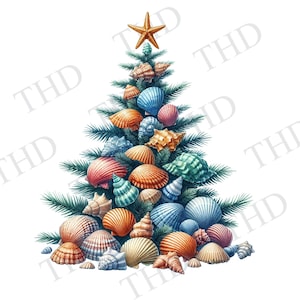 Sea Shell-kerstboom/ downloadbare afbeelding/ png, clipart voor sublimatie/hittepers