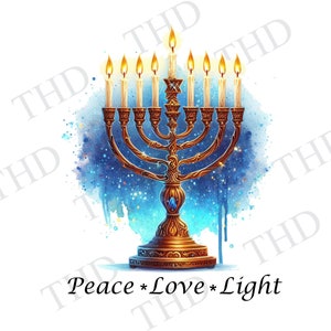 Love Light Peace Menorah PNG, Clipart pour sublimation/presse à chaud