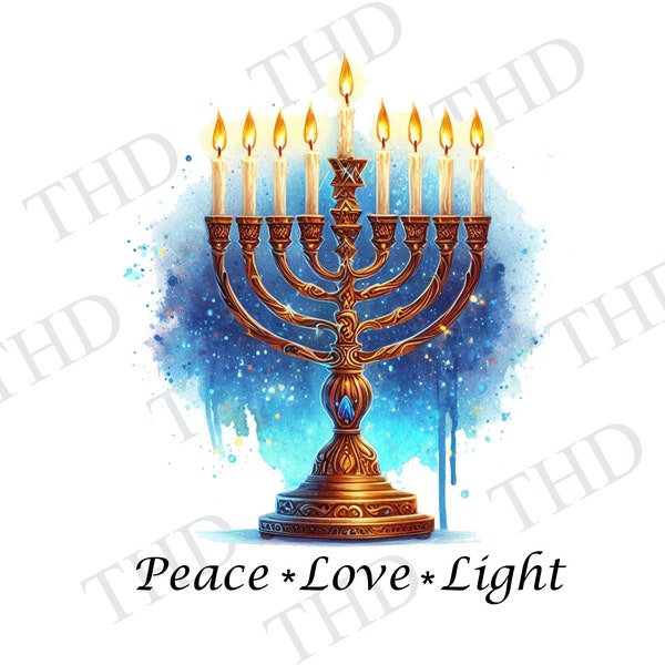 Love Light Peace Menorah PNG, Clipart for Sublimation/Heat Press