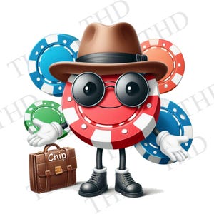 Poker Chip Man JPG/PNG downloadbare clipart voor sublimatie/hittepers, afbeelding voor hoeden, bekers, tassen, T-shirts