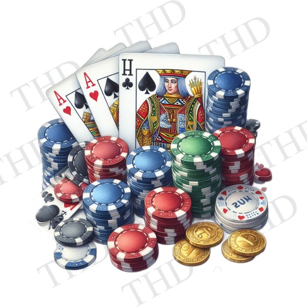 Poker Chips PNG, Clipart for Sublimation/Heat Press