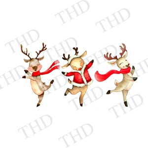 Merry Dancing Reindeer, Holidays, Christmas PNG, Clipart for Sublimation/Heat Press