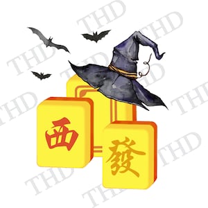 Halloween Mah Jongg Downloadable Clipart For T-Shirts, Cards, And Coffee Mugs, PNG Image