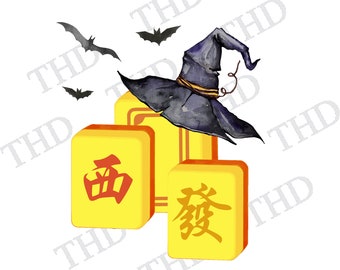 Halloween Mah Jongg Downloadable Clipart For T-Shirts, Cards, And Coffee Mugs, PNG Image