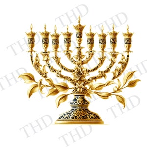 Menorah d'oro, PNG, Clipart per sublimazione/stampa a caldo