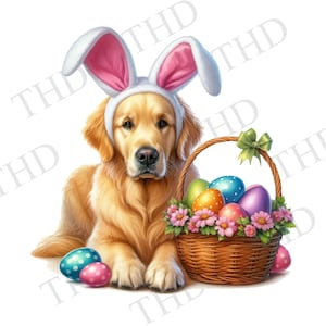 Golden Retriever Osterhase jpg / png Ostern Design Clipart für Sublimation / Heat Press