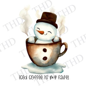 Snowman Coffee Mug PNG: Winter Holiday Clipart (Digital Download)