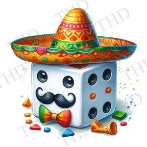 Bunco Cinco De Mayo Fiesta JPG/PNG Clipart descargable para sublimación/prensa térmica, diseño para camisetas, gorras, bolsos, tazas