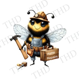 Rolig snickarbi Clipart: Trädgård PNG-bild (digital nedladdning)
