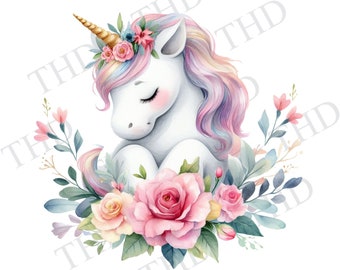 Nursery Print, Cute Unicorn PNG, Clipart for Sublimation/Heat Press