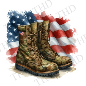 American Flag and Boots Clipart / PNG Image