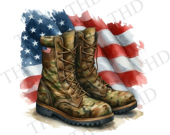 American Flag and Boots Clipart / PNG Image