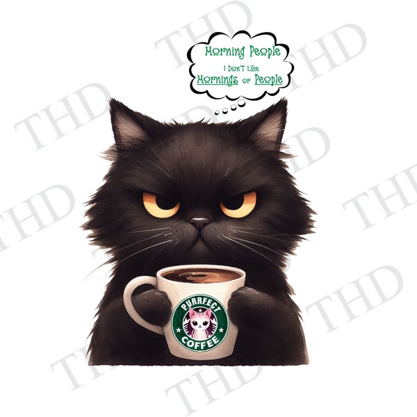 Grumpy Cat/Not A Morning Person/Cat Graphic/ png/clipart