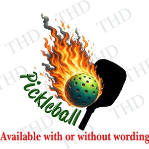 Flaming Pickleball Clipart / PNG Image