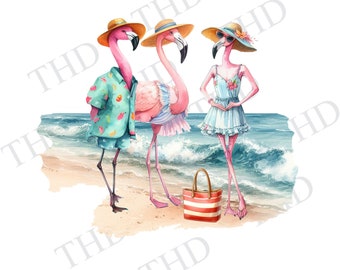 Beach Flamingos png/clipart