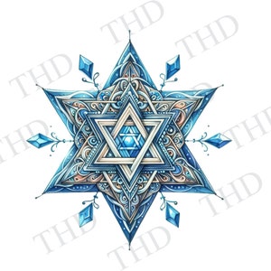 Davidstern, Chanukka Herunterladbares Bild, Jüdischer Feiertag, PNG, Clipart für Sublimation / Transferpresse