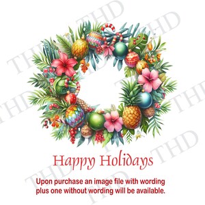 Tropischer Weihnachtskranz / Happy Holidays PNG, Clipart für Sublimation/Heat Press