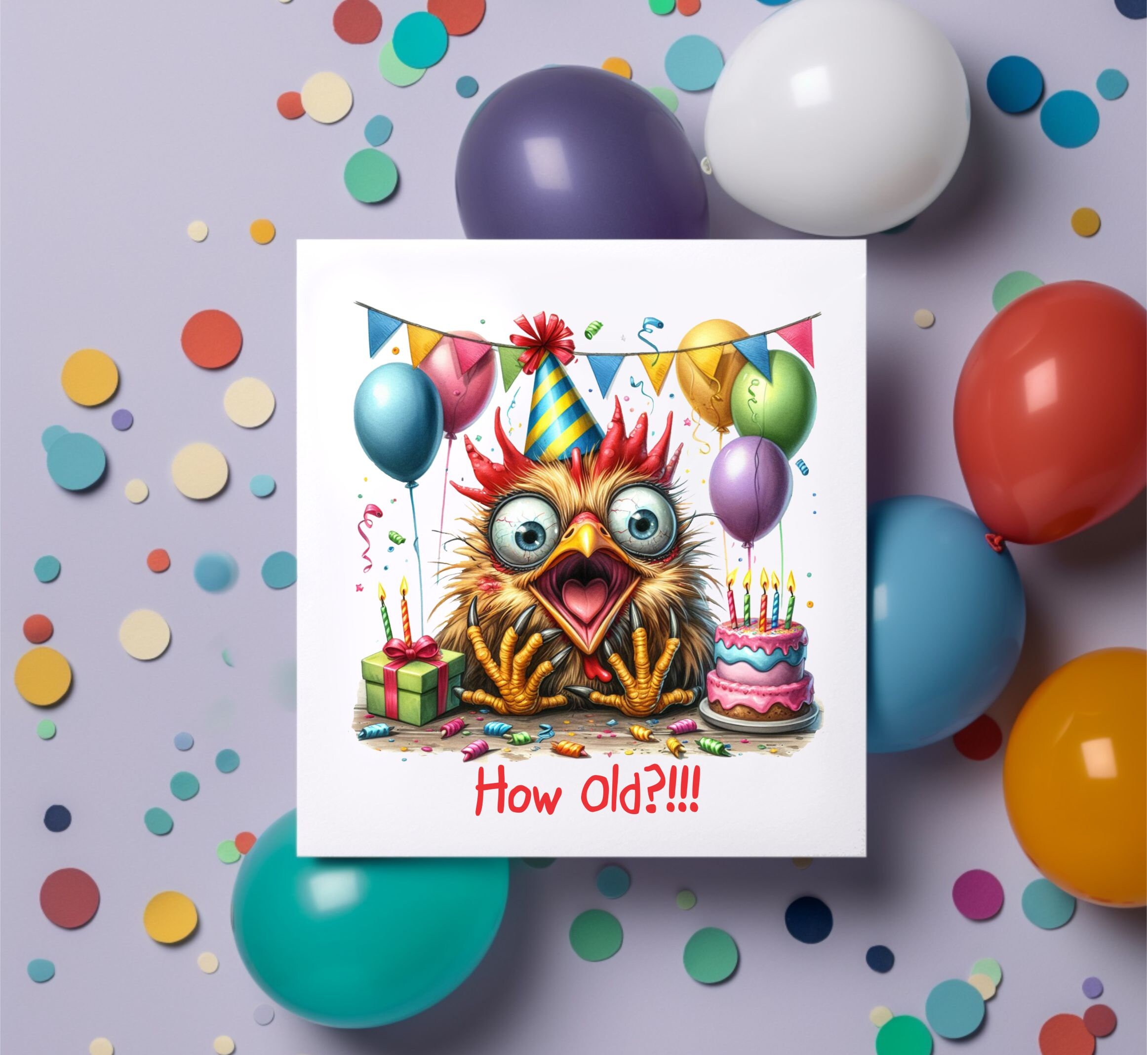 Happy Birthday Crazy Chicken PNG/JPG, Clipart for Sublimation/heat