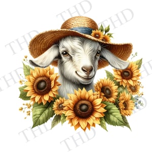 Capra con girasoli clipart / immagine PNG