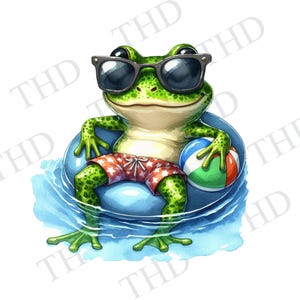 Funny Beach Frog, Beach Clipart Downloadable Image for Heat Transfer png/clipart