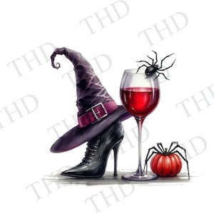ハロウィンワイン、ワイン愛好家デザイン、ダウンロード可能な画像、JPG/PNG、昇華/ヒートプレス用クリップアート