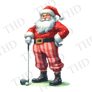 Papai Noel jogando golfe, Golfe Papai Noel, PNG, Natal Esporte de inverno PNG, clipart para sublimação/imprensa térmica