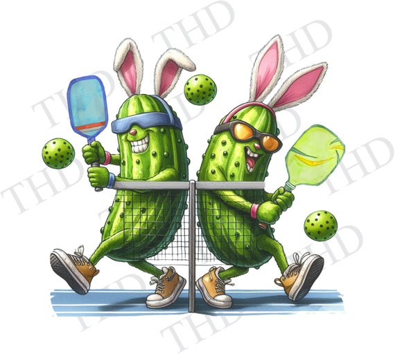 ポール・パルニック cartoon art レプリカ IDEAS 新品 Easter Pickleball Slam Clipart: Funny Pickleball Pickles (digital