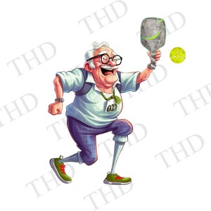 Funny Pickle Ball Man Downloadable Image Clipart / PNG Image