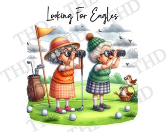 Funny Granny Golfers, Woman's Golf JPG/PNG, Clipart for Sublimation/Heat Press