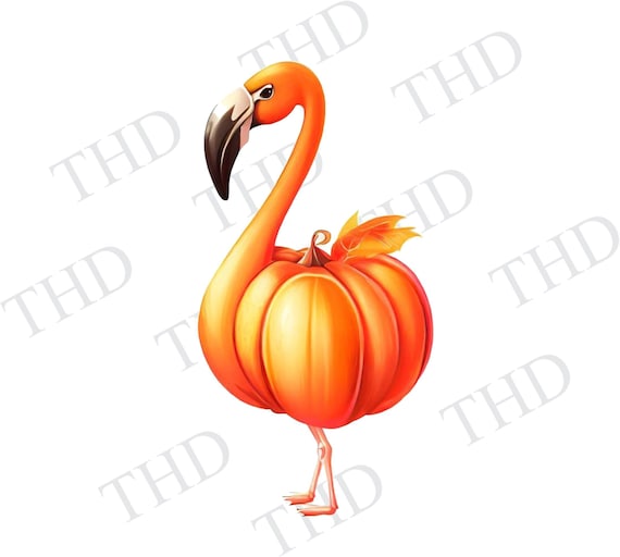 Funny Fall Pumpkin Flamingo Clipart / PNG Image - Etsy