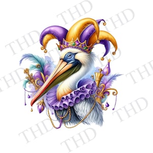 Mardi Gras Pelican, Immagine PNG scaricabile, Clipart per sublimazione/pressa a caldo
