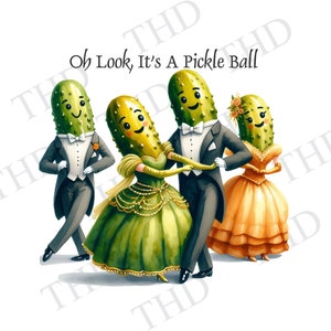 Pickles danzanti che assistono al ballo, Pickleball Clipart JPG/PNG Immagine per sublimazione e pressa a caldo