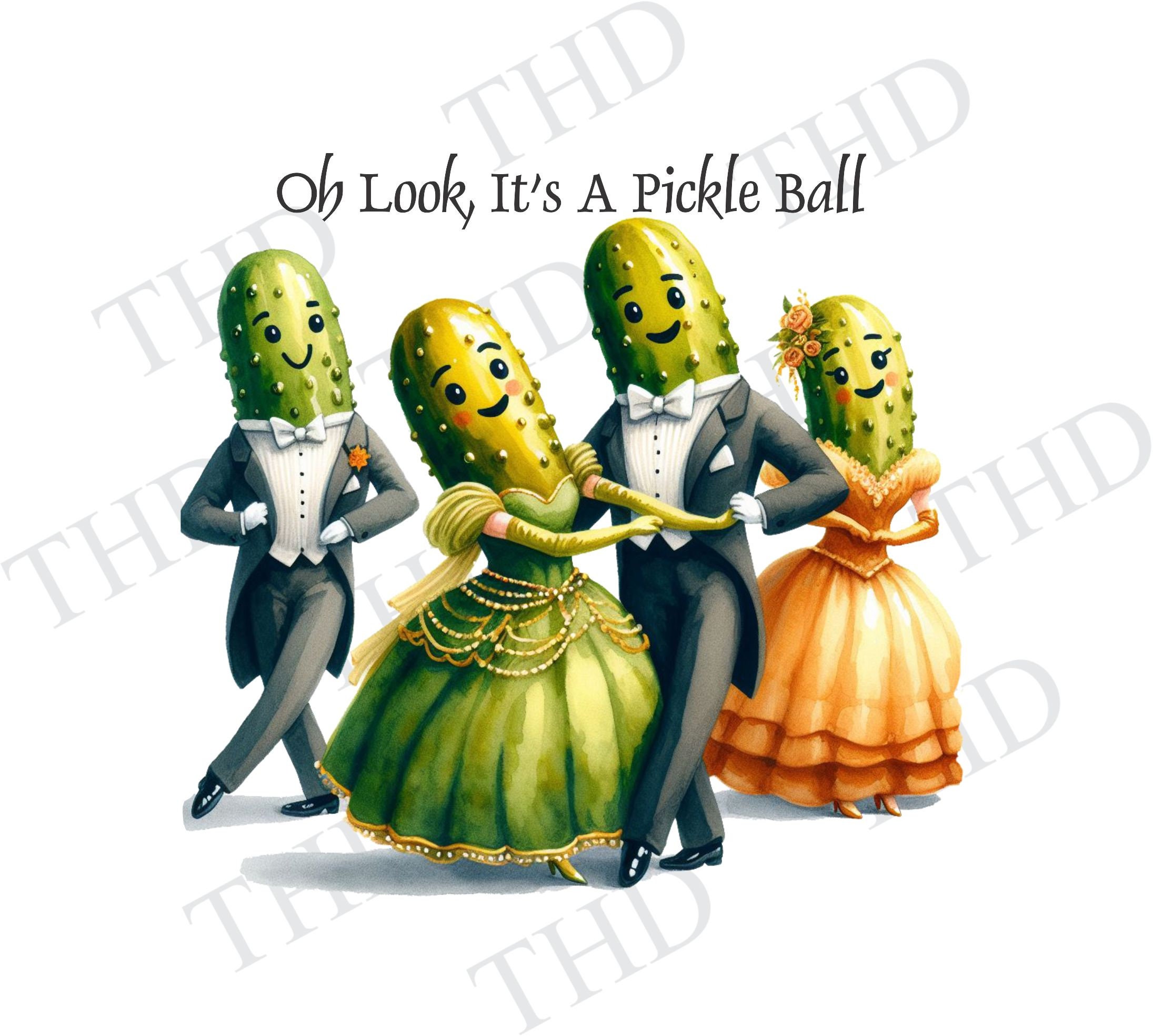 ポール・パルニック cartoon art レプリカ DANCING 新品 Dancing Pickles Attending the Ball, Pickleball Clipart JPG/PNG