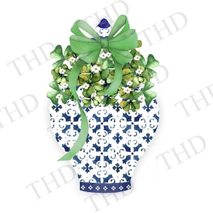 St Patrick's Chinoiserie Blue en White Ginger Jar png/clipart