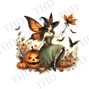 Halloween Witch Fairy Digital Download PNG, Clipart for Sublimation/Heat Press