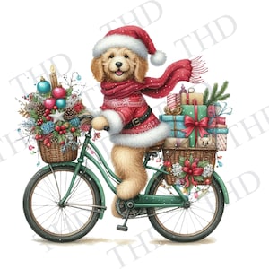 Goldendoodle levert kerstpakketten, kerstdecor, Chanoeka JPG/PNG, clipart voor sublimatie/hittepers