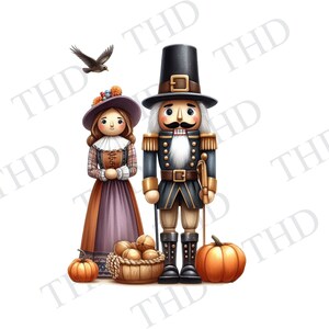 Quebra-nozes peregrino, decoração de outono PNG, PNG de ação de graças, JPG, clipart para sublimação/imprensa térmica
