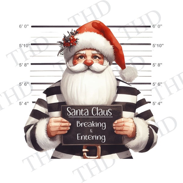 Funny Santa In Jail PNG, Clipart for Sublimation/Heat Press/Graphic Design