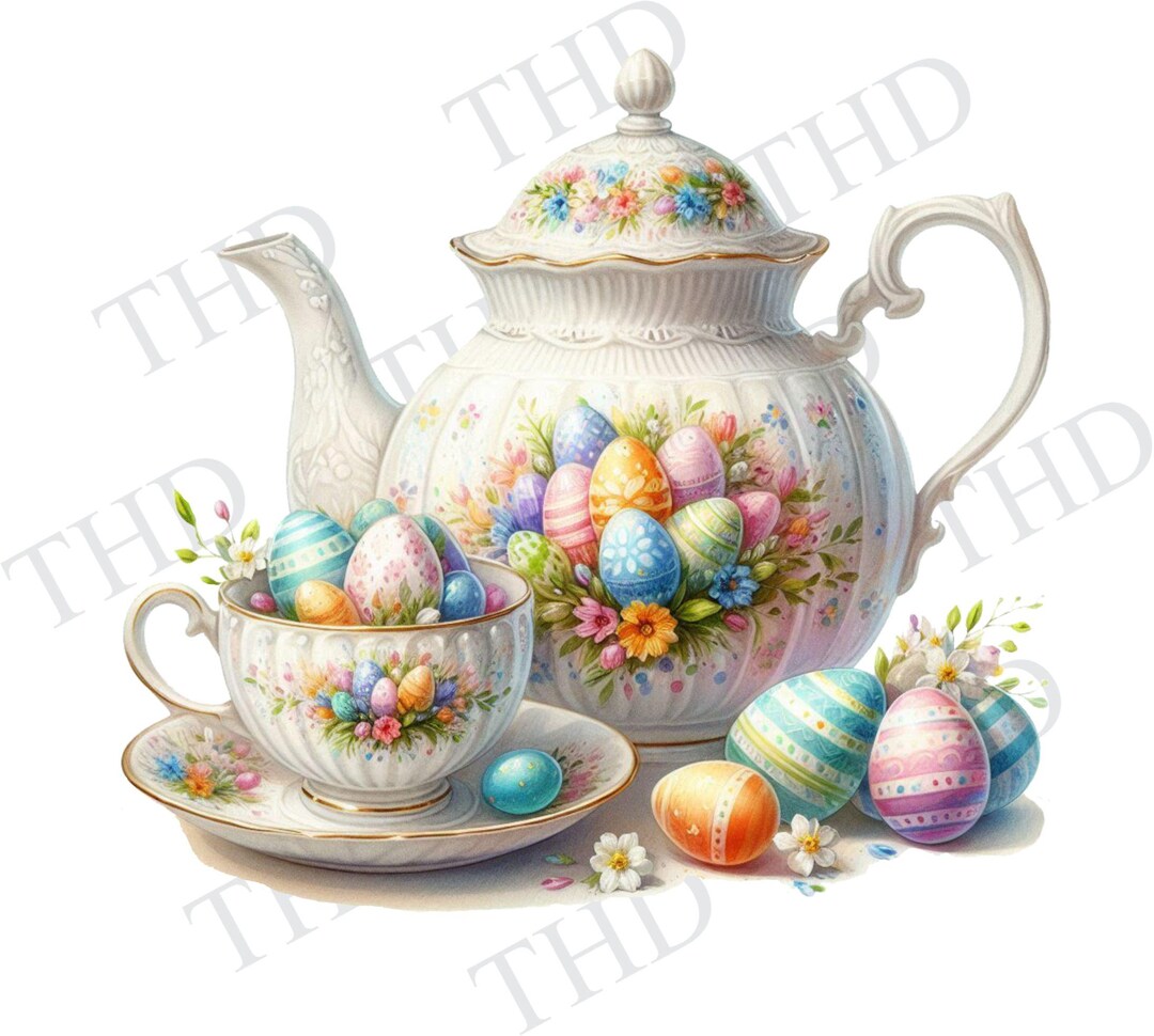 Easter Tea Set JPG/PNG Clipart, Downloadable Easter Image for ...