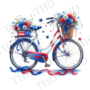 Bicicleta patriótica, Desfile del 4 de julio, Diseño de decoración patriótica, Imágenes prediseñadas del Día de la Independencia JPG/PNG