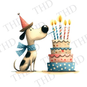 Joyeux anniversaire chien PNG/JPG, Clipart pour sublimation/presse à chaleur