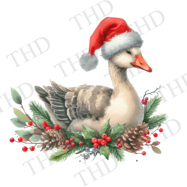 Christmas Goose PNG, Clipart for Sublimation/Heat Press