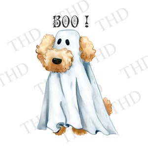 Golden Doodle Halloween Gespenst PNG, Clipart für Sublimation/Heat Press