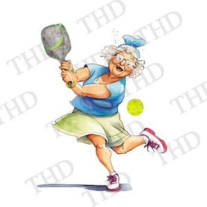 Pickleball Lady Clipart: PNG/JPG Digital Download