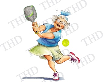 Pickleball Lady JPG/PNG Downloadable Clipart For T-Shirts, Cards, And Coffee Mugs For Heat Press And Sublimation